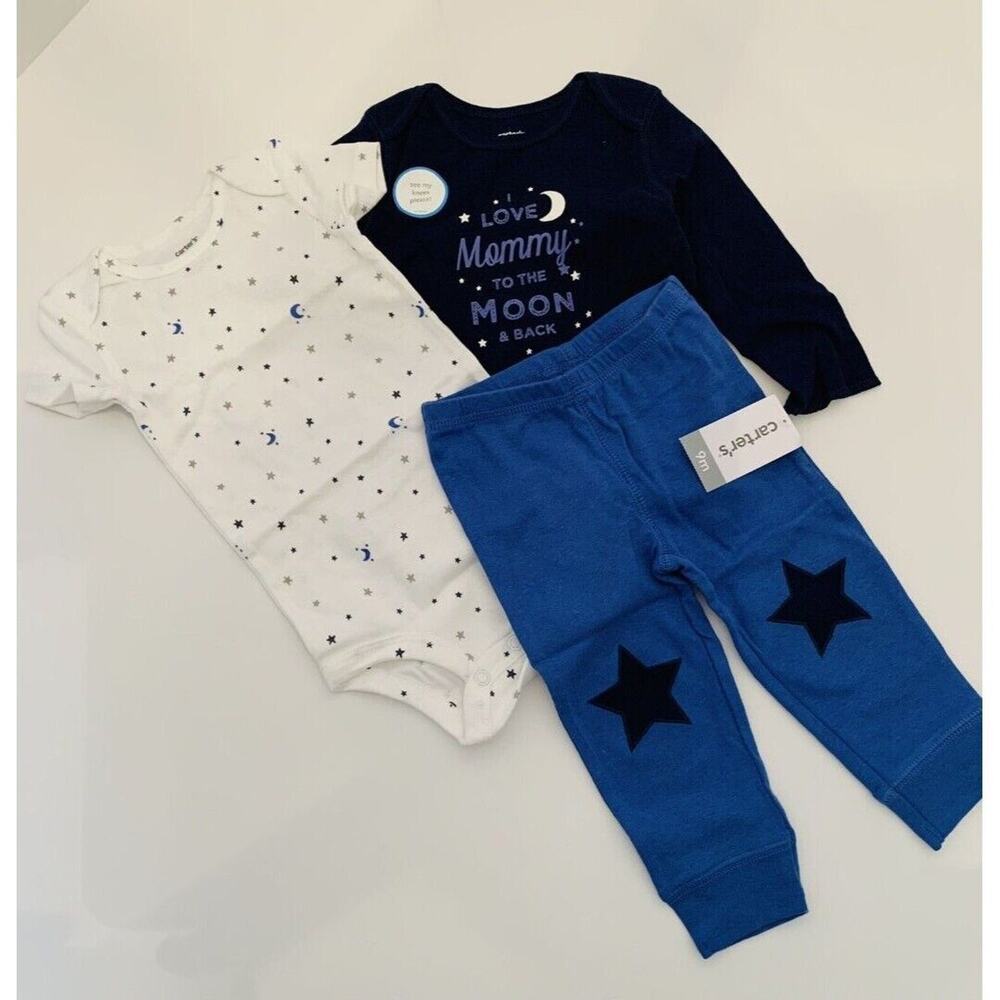 9 Months Carters Baby 3 Piece "I Love Mommy . . " Pants Long & Short Sleeve New - Picture 3 of 4